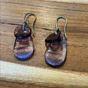 Chico’s Purple Glass Silver Dangle Earrings